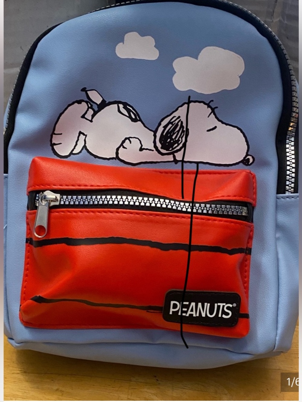 Peanuts Snoopy Mini Backpack with front Red Pocket abt 8x10x3.5 NWT